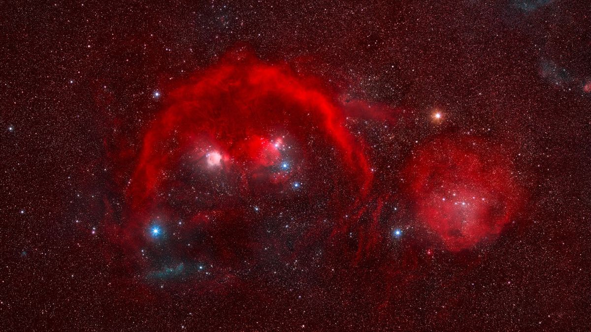 Miguel Claro photographed the Orion Constellation glowing red from the Dark Sky Alqueva Reserve in Portugal. The red hue is caused by hydrogen gas